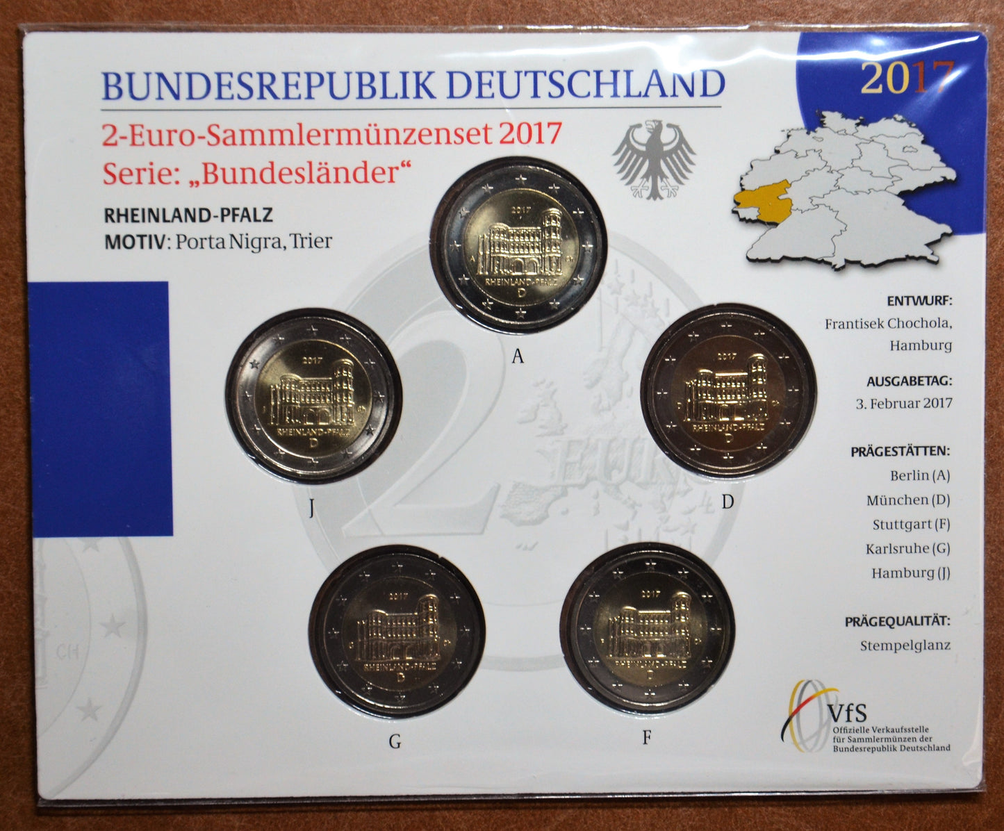 2 Euro Nemecko 2017 - Porýnie-Falcko: Porta Nigra (BU karta)