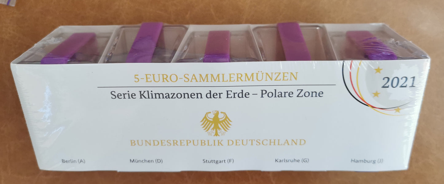 5 Euro Nemecko 2021 "ADFGJ" Polárne pásmo  (Proof)