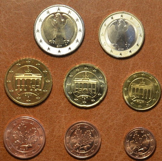 Sada 8 nemeckých mincí 2002 "J" (UNC)
