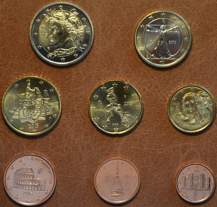 Sada 8 talianskych mincí 2015 (UNC)