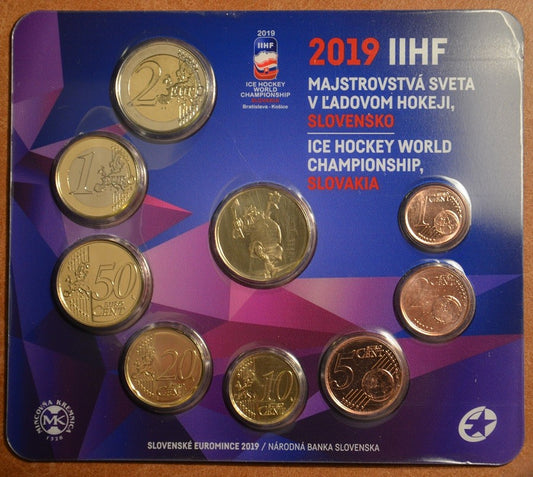 Súbor 8 Slovenských mincí 2019 Majstrovstvá sveta v hokeji  (BU)
